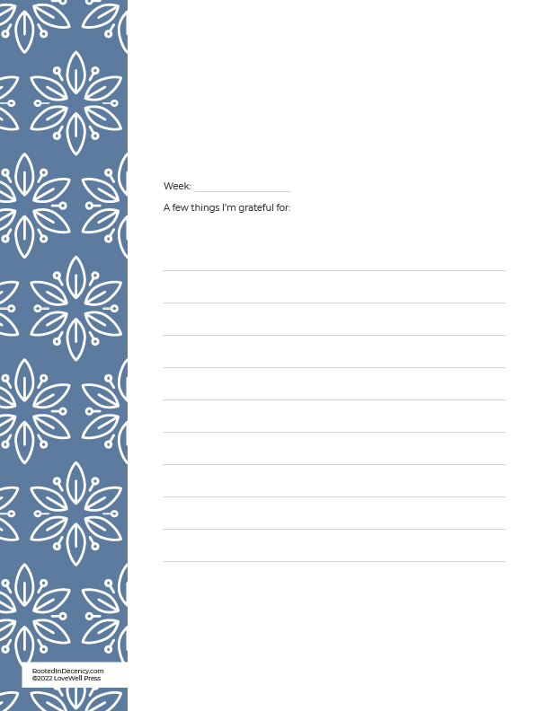 Blue Flower style- Gratitude Journaling Page Free Printable