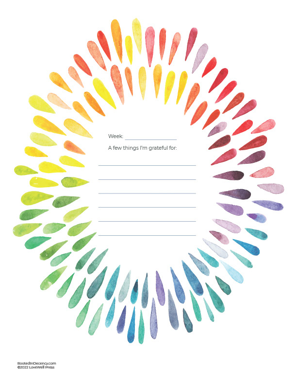 Colors style- Gratitude Journaling Page Free Printable