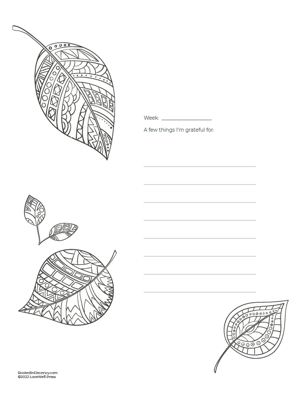 Leaves style- Gratitude Journaling Page Free Printable
