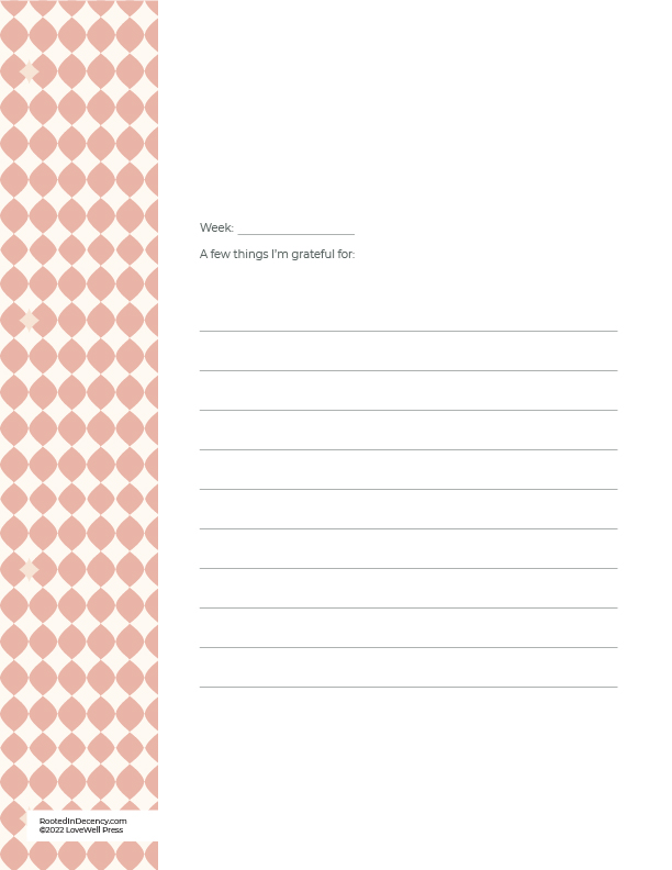 Pink Diamond style- Gratitude Journaling Page Free Printable