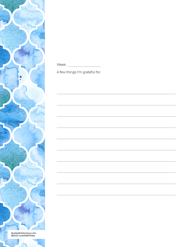 Watercolor style- Gratitude Journaling Page Free Printable